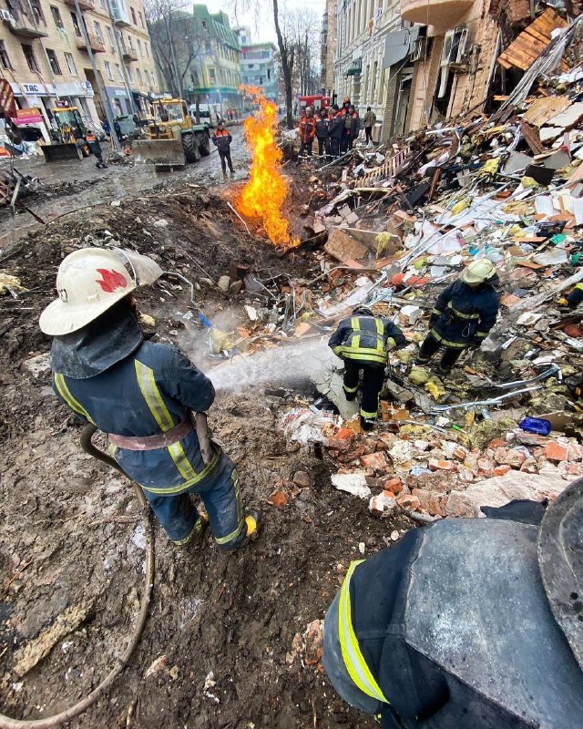 Heavy destruction as result of shelling on central Kharkiv