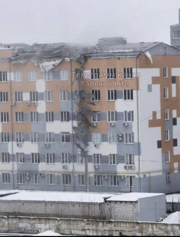 Shelling targeted residential house at Domostroitelna street in Kharkiv