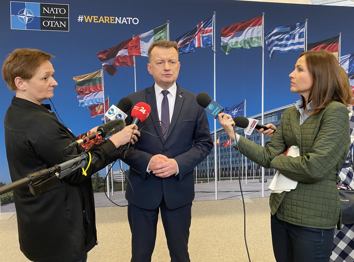 Polish Defense Minister @Mblaszczak: During the first session of NATO defense ministers, we analyzed the situation in Ukraine, which was attacked by Russia. NATO does not agree to this situation. The alliance speaks with one voice when it comes to supporting Ukraine