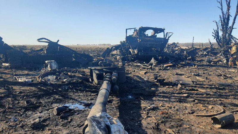 Russian military column was destroyed near Trostyanets
