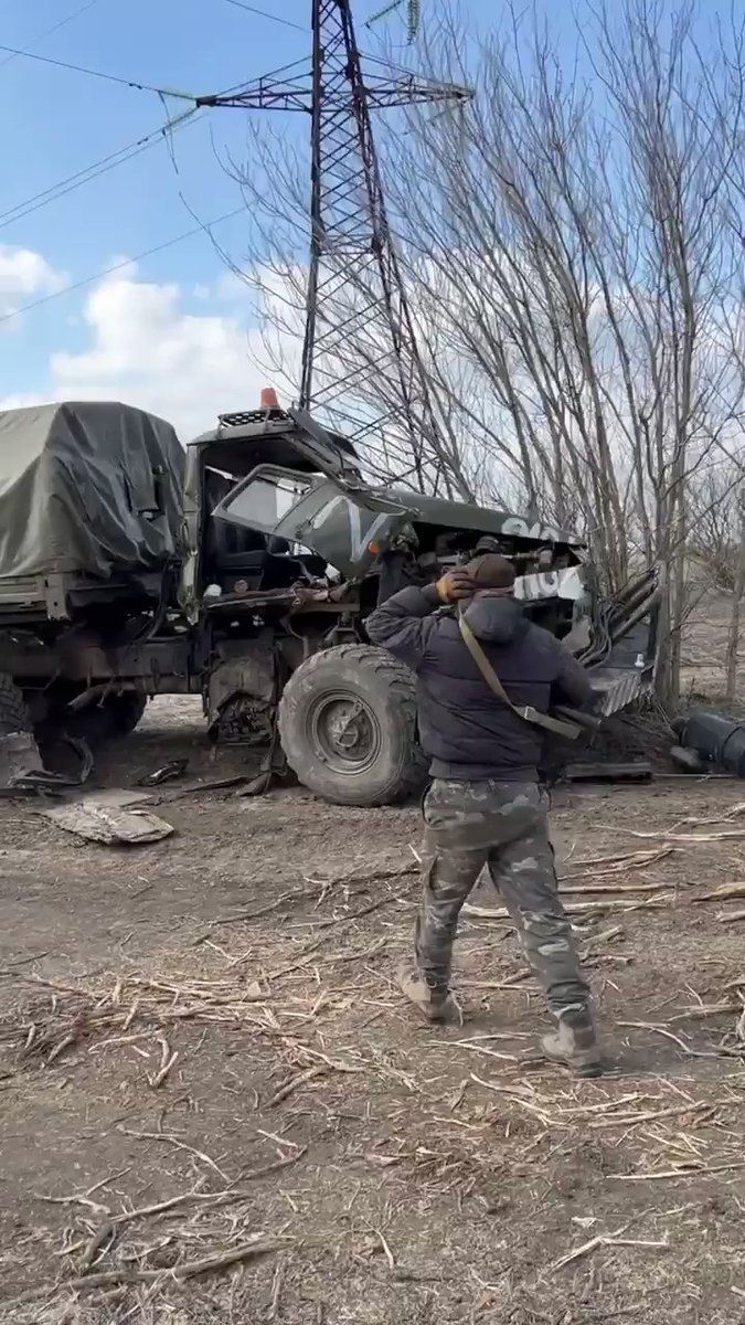 Destroyed Russian equipment at Snihurivka village in Mykolaiv region