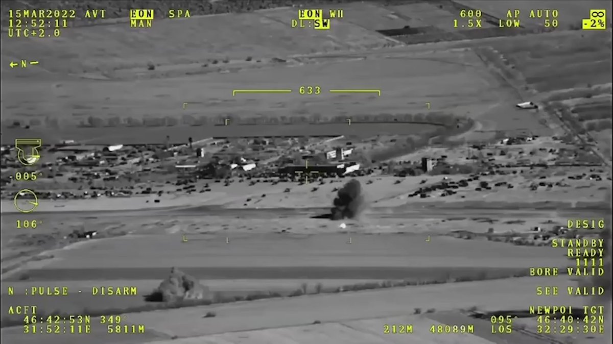 A new montage of clips from the Ukrainian Air Force's TB-2 drones, both observations of artillery fire on Kherson Air Base a few days ago, and unspecified/older footage of artillery and drone munition strikes against Russian convoys