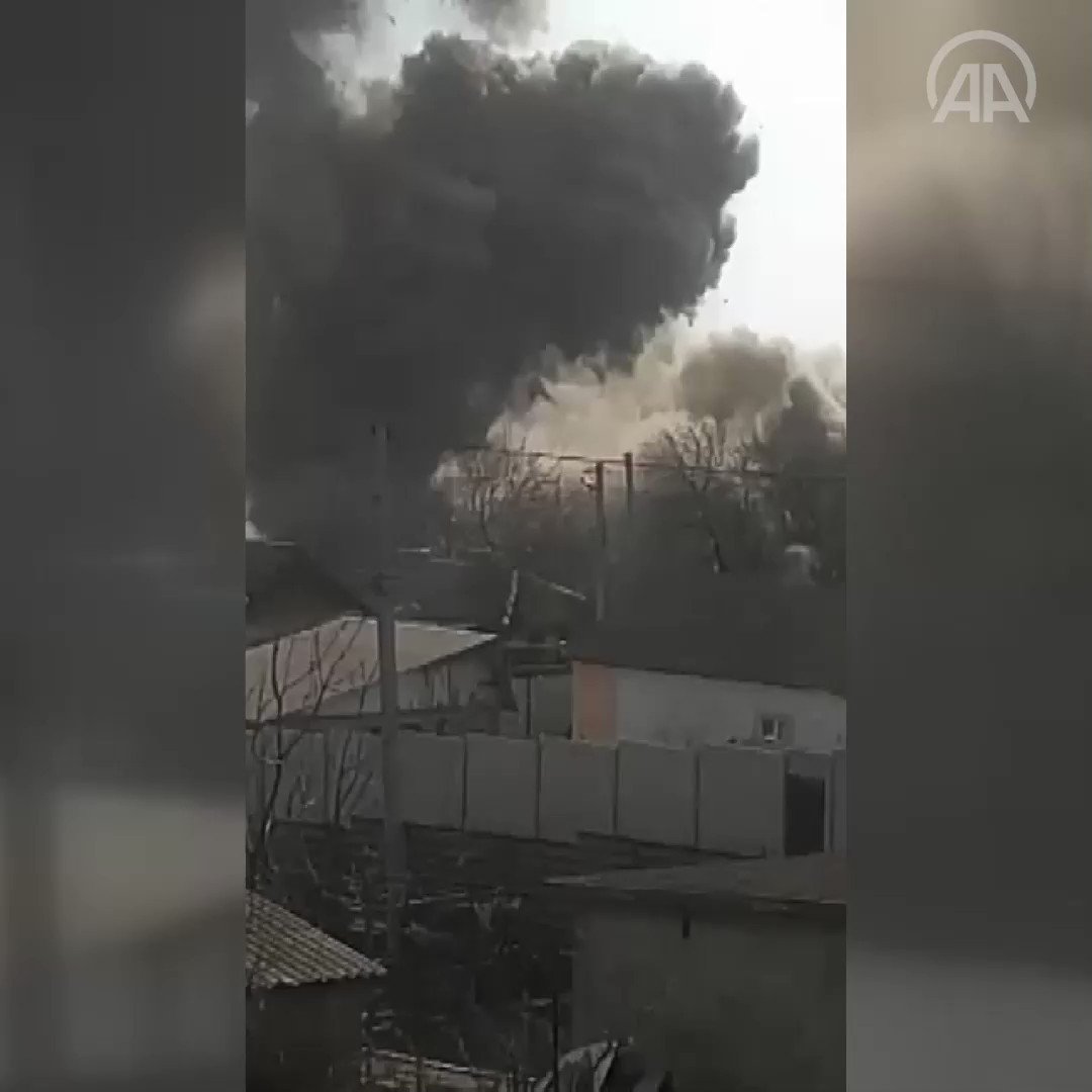 A Turkish citizen who has been living in Mariupol, Ukraine captured a video showing the moments of the bombardments that hit the factories and the port area in the city, which was most affected by the Russian attacks