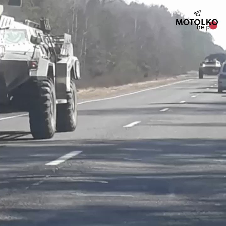 13:00 (Minsk time) A column of equipment of the Belarusian Armed Forces with red square marks was moving from Malaryta towards Brest. The column includes Kaiman armored reconnaissance vehicles, MAZ trucks and Volats with mortars