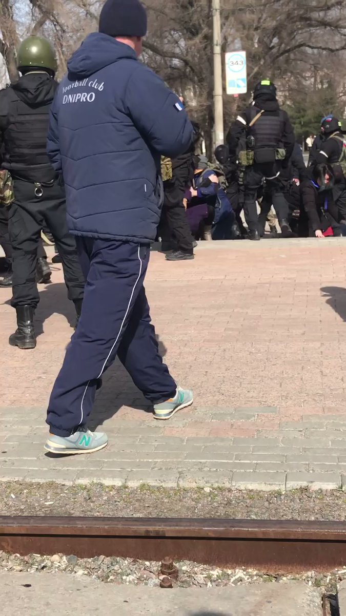 Russian troops are beating and detaining protesters in Berdyansk
