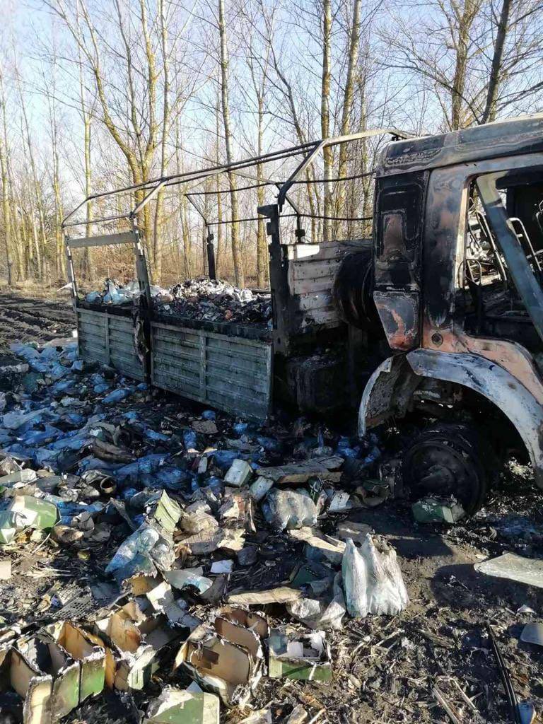 Russian army supply truck was destroyed in Chernihiv region