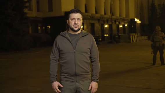 Every evening Ukraine's President Zelenskyy addresses his nation. Tonight for the first time, he did it in English. Calling on people everywhere to show their solidarity Come out of your offices and homes, show your support to the Ukrainian people