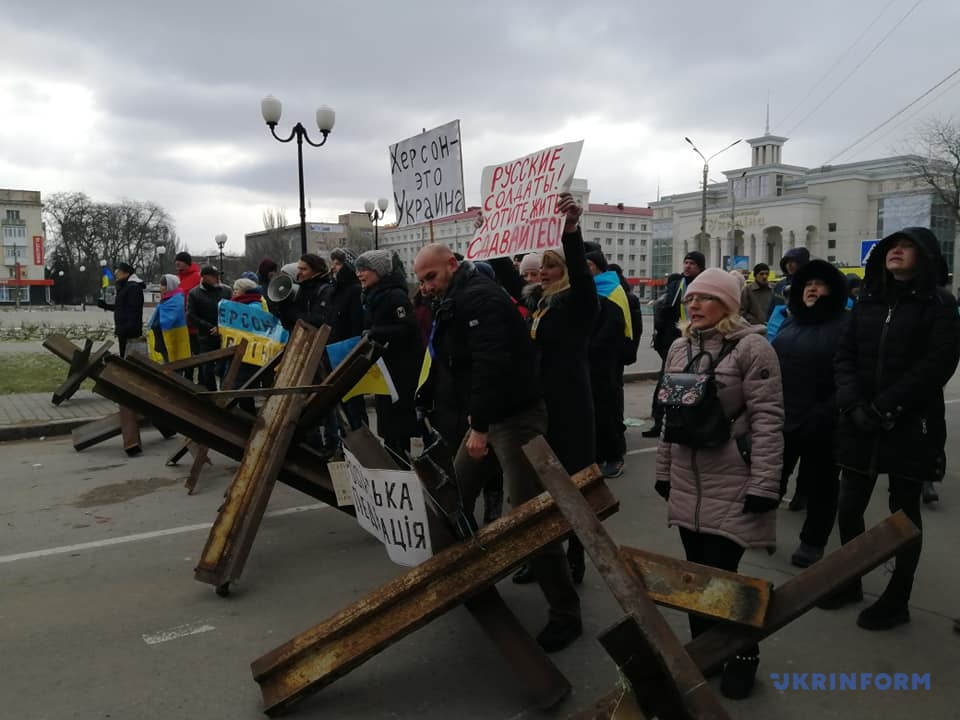 Rally against Russian occupation in Kherson