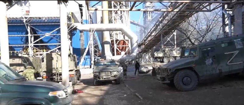 Russian troops at Satelit plant in Mariupol