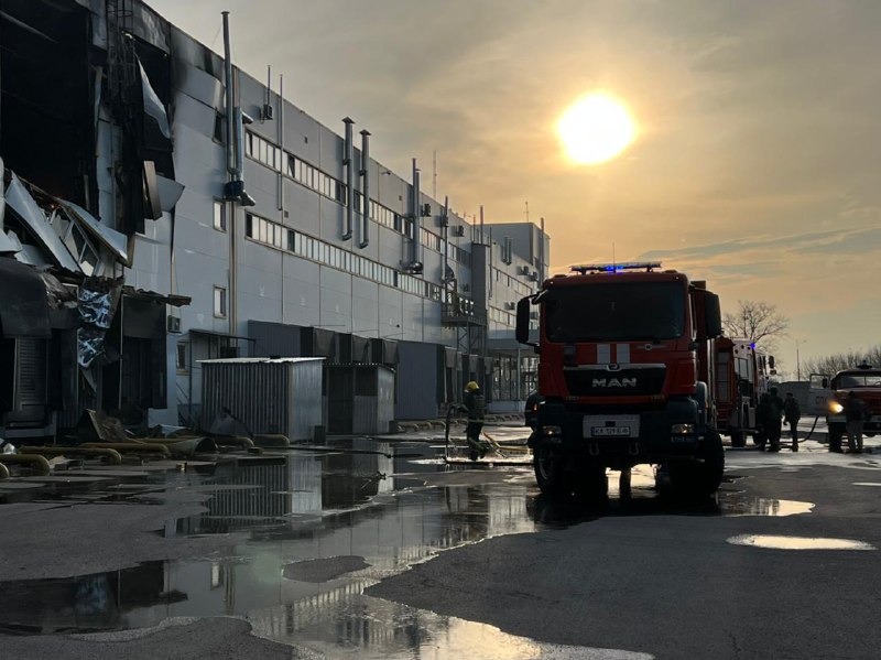 Warehouse caught fire in Brovary district as result of Russian shelling
