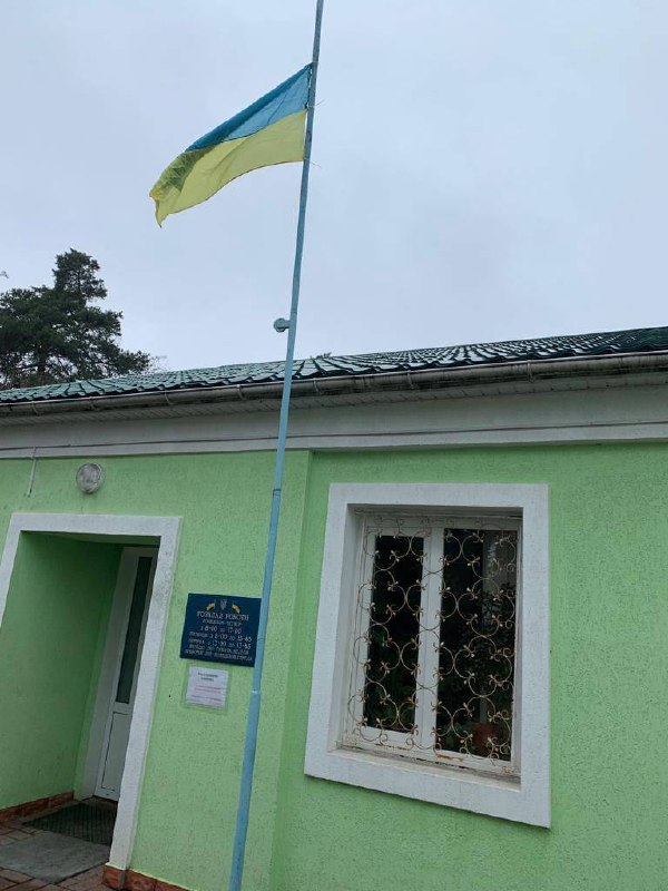 Ukrainian flag raised in Nemishaeve settlement, Kyiv region