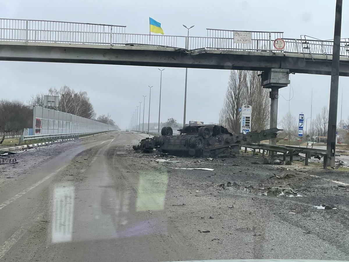 Destroyed Russian equipment at Hurivschyna-Mriya-Myla on Zhytomyr highway