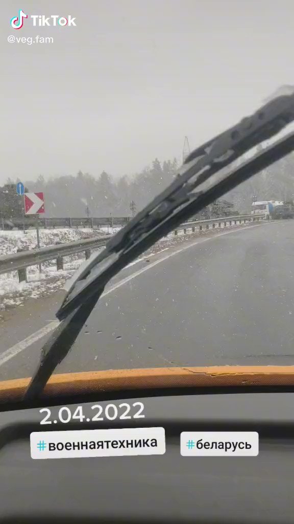 Military convoy moving from Kalinkavichy towards Minsk