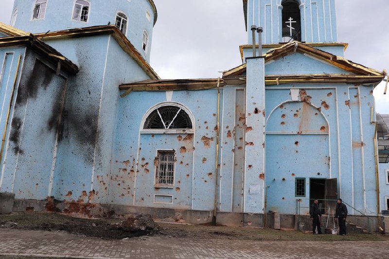 Church was damaged in Derchachi as result of shelling. Also several houses destroyed and electrical substation damaged