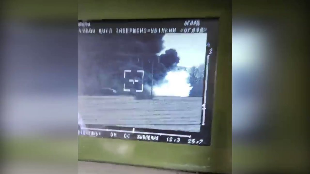 Ukrainian forces destroyed a Russian fuel truck with a Stugna-P ATGM strike