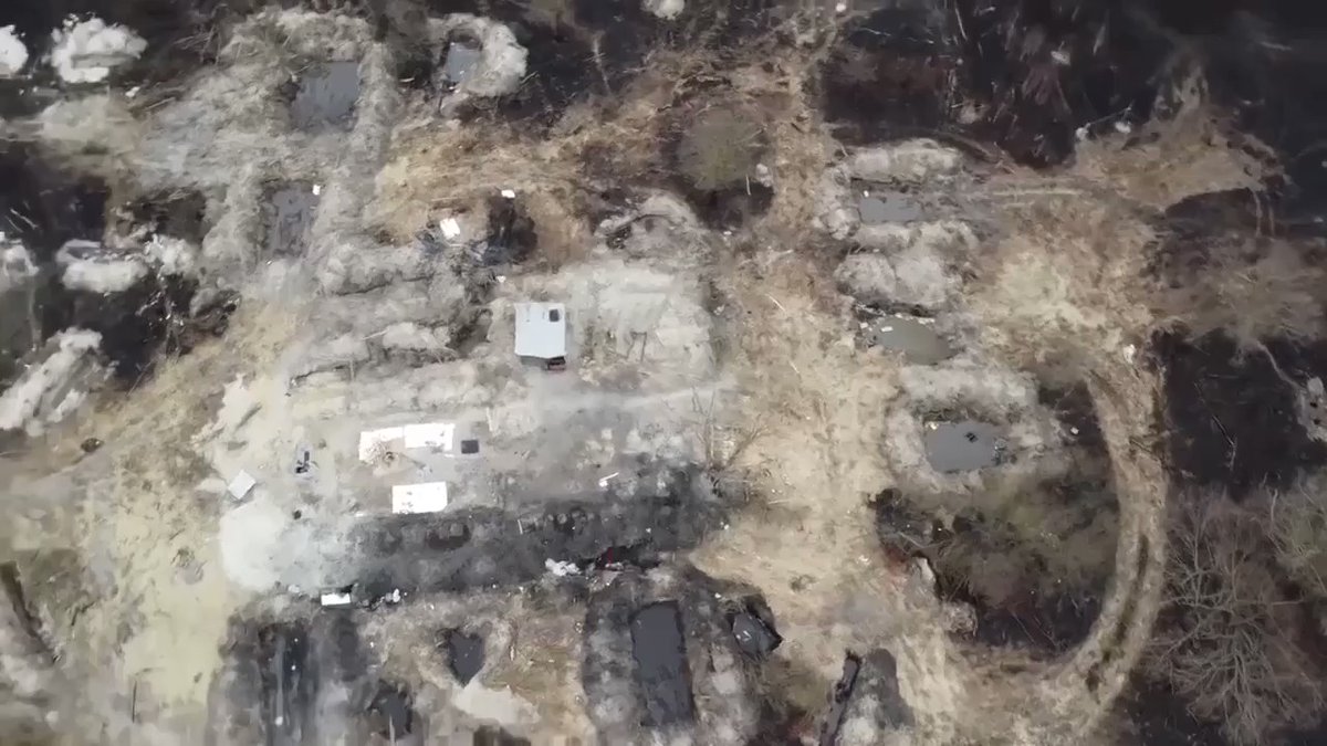 Drone video of trenches excavated by Russians in the Chernobyl radiation area