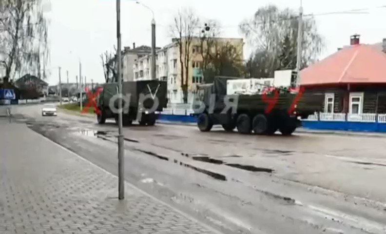 Russian army have stolen power generators from electrical station in Ivankiv, Kyiv region. Video of convoy with them filmed in Mozyr, Belarus