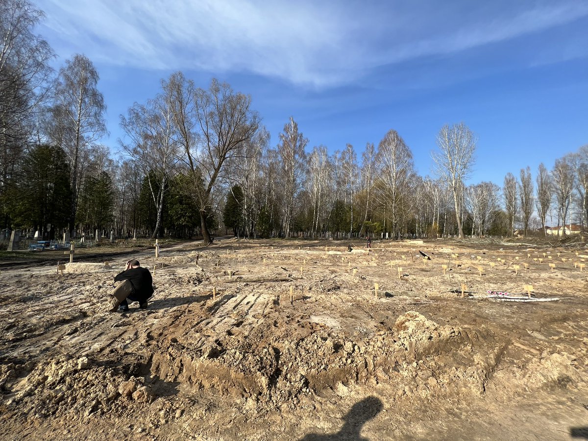 Graves of civilians killed in Chernihiv