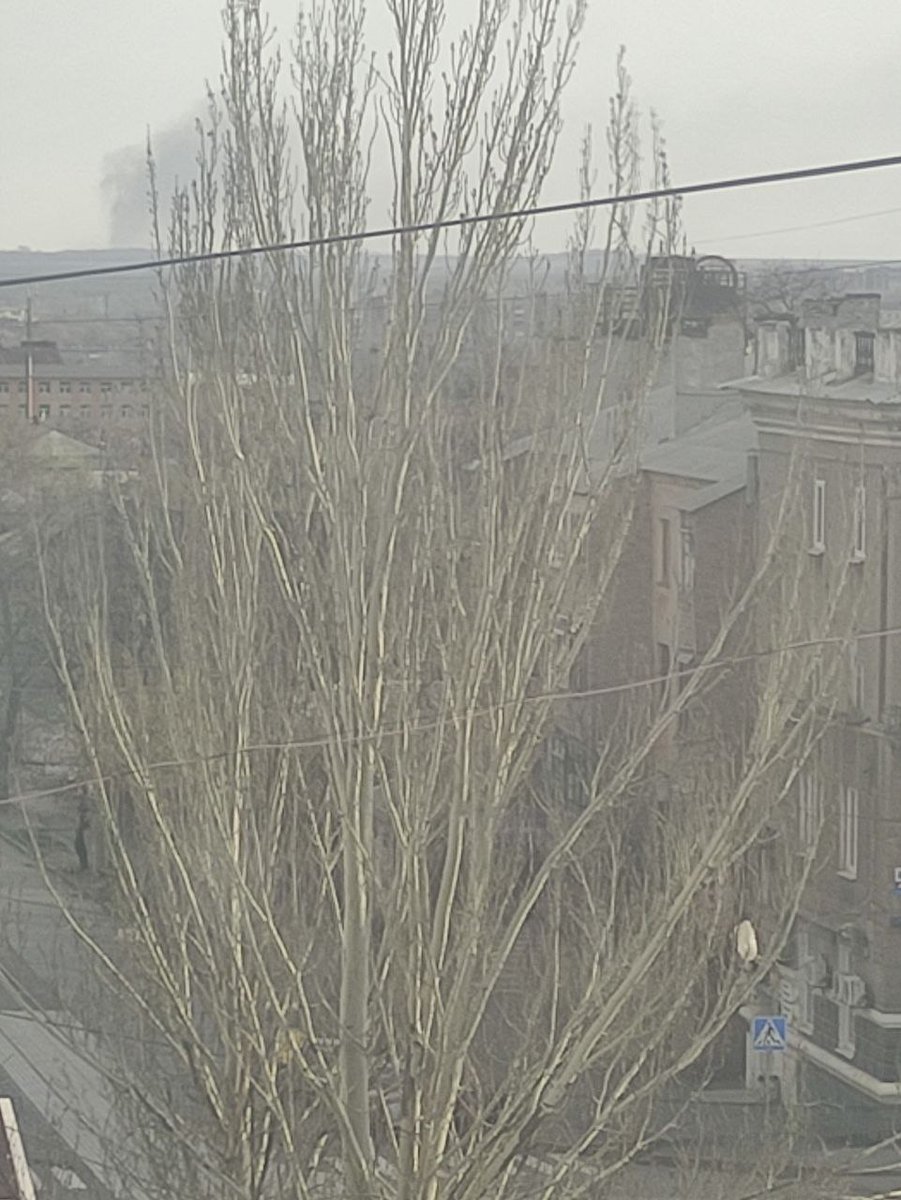 Smoke rising near Olenivka