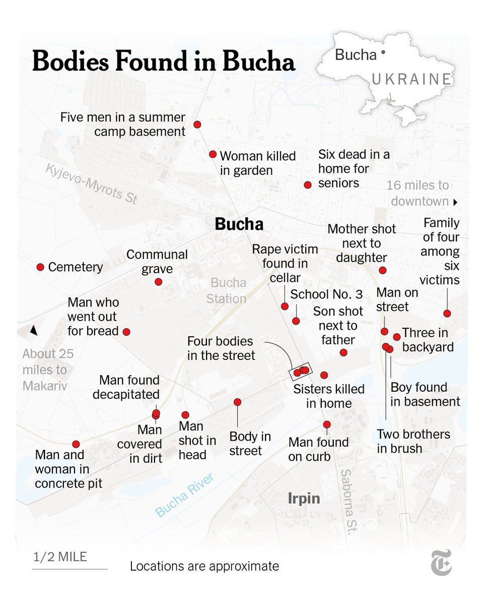 The New York Times documented the bodies of almost three dozen people where they were killed in Bucha — in their homes, in the woods, in a vacant parking lot — and learned the story behind many of their deaths
