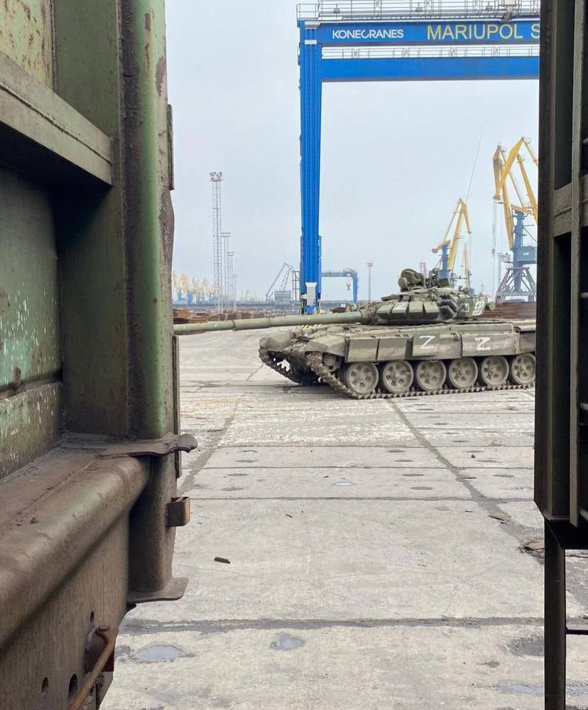 Russian T-72B3 at the port of Mariupol