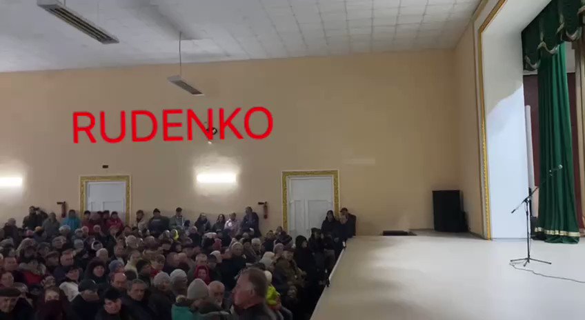 A hall filled with pensioners in the occupied village of Rozovka in the Zaporizhzhia Oblast voted to join the DNR