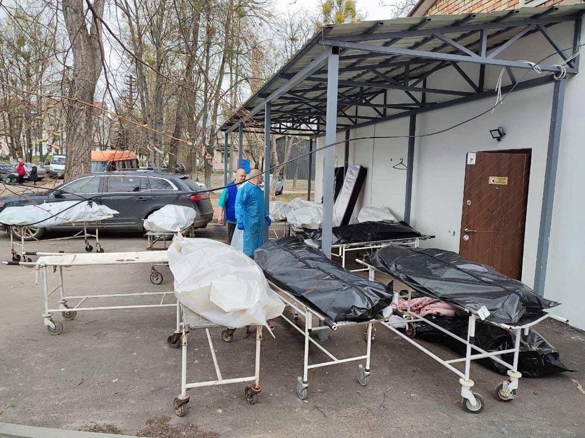 1,084 bodied of civilians have already been found in the Kyiv Oblast. Andriy Nebytov, regional police chief, says 50-75% of these people killed with small arms. 300+ bodies have not yet been identified