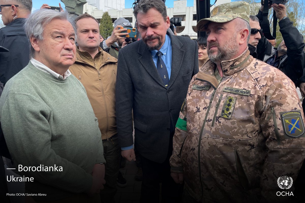 I imagine my family in one of those homes, now destroyed and black. I see my granddaughters running away in panic. There is no way the war can be acceptable in the 21st century, @antonioguterres said on his visit to the earlier hard-hit Borodianka near Ukraine's capital