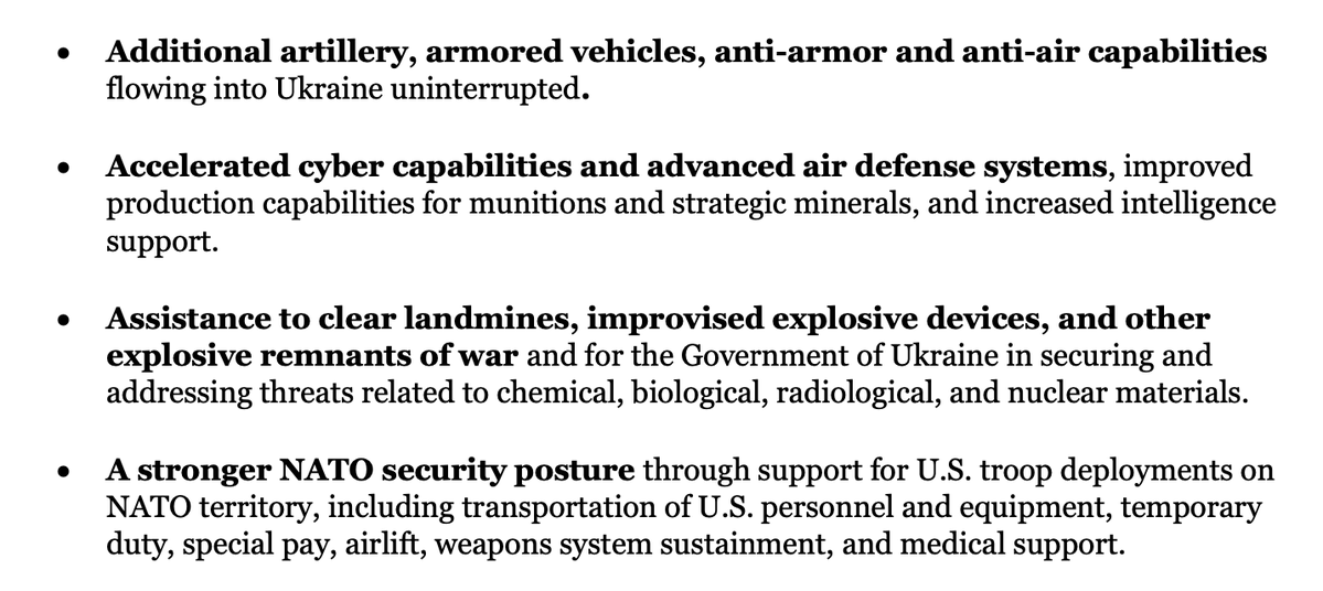 New @POTUS $20.4 billion security assistance request for Ukraine includes:  - $5 billion in additional drawdown authority - $6 billion for Ukraine Security Assistance Initiative - $4 billion for the State Department's Foreign Military Financing program