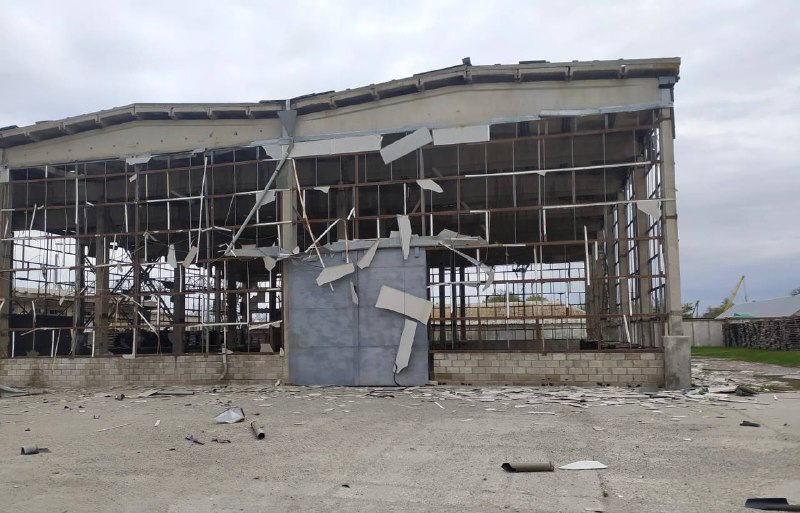 Old de-funct industrial enterprise destroyed in missile strike in Synelnykove district of Dnipropetrovsk region