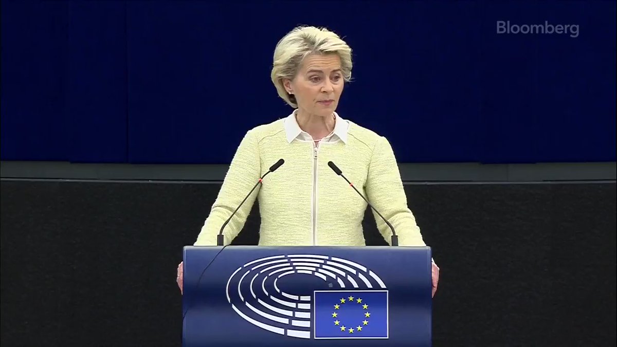 The EU proposes cutting off Sberbank and other lenders from the international SWIFT payment system, European Commission President Ursula von der Leyen says, under a new package of sanctions against Russia