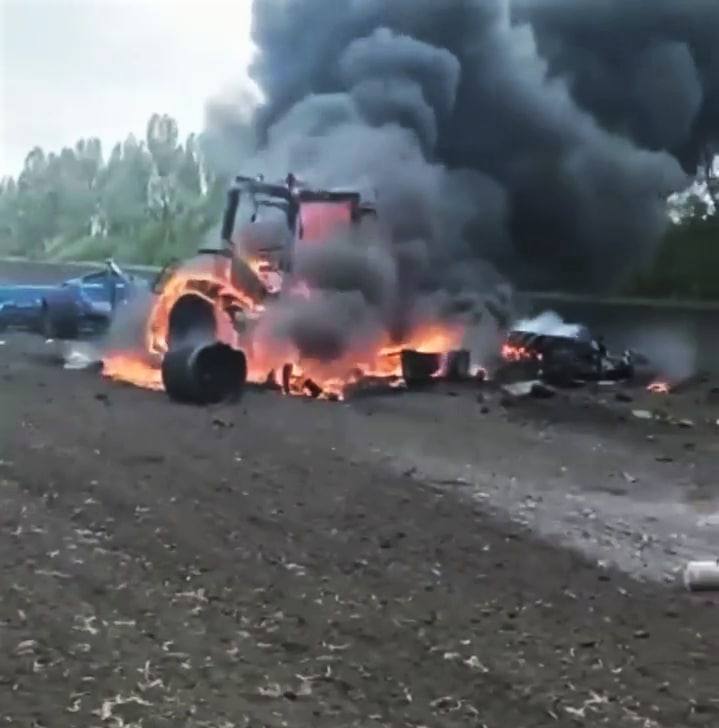 Russian missile hit a tractor in the field in Kharkiv region