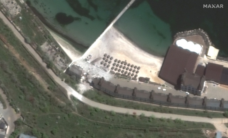 Russian cruise missiles strikes destroyed the Grand Pettine hotel in the port city of Odesa, pictured here.   A senior U.S. defense official said Monday that Russia has no ability to threaten Odesa with a ground attack or amphibious assault.  camera:@Maxar