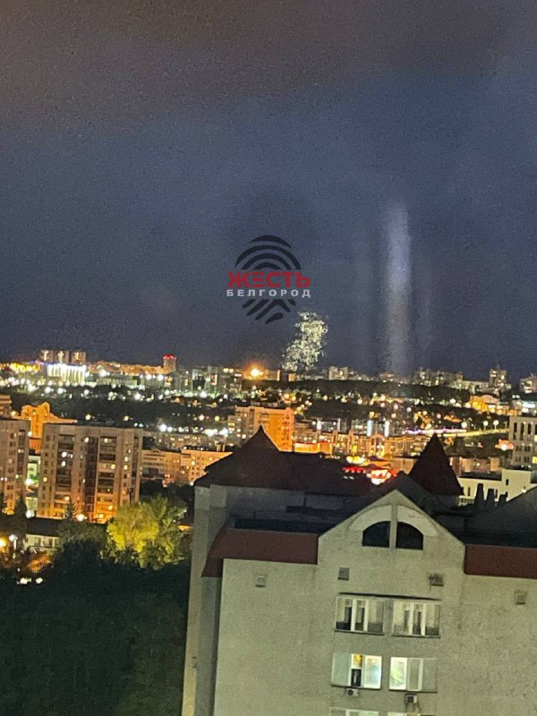 Illumination flares visible from Belgorod near the border