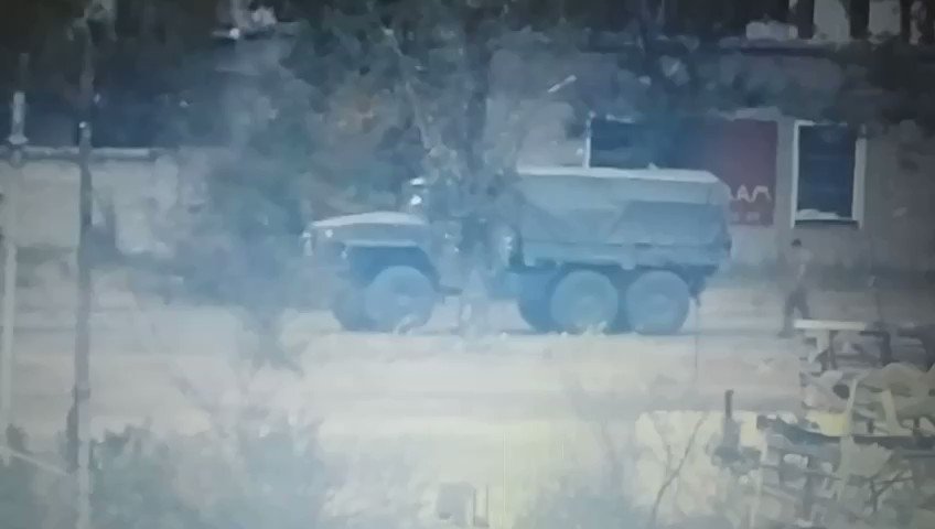 Russian army Ural truck was hit with ATGM in Rubizhne, Luhansk region