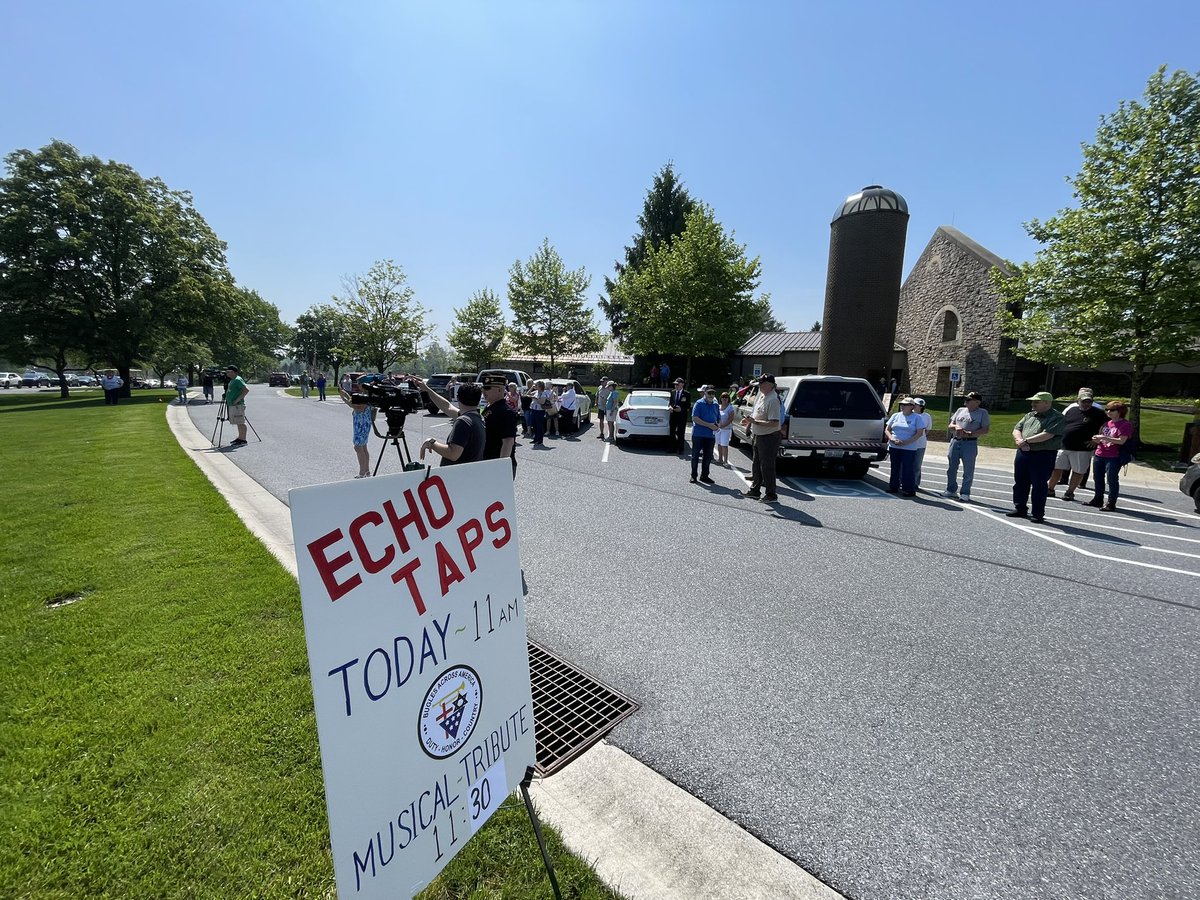 A  crowd came to Indiantown Gap National Cemetery today to hear the Echo Taps ceremony performed on Armed Forces Day. buglers' performance, there was a trumpet ensemble at the Pennsylvania Veterans' Memorial.