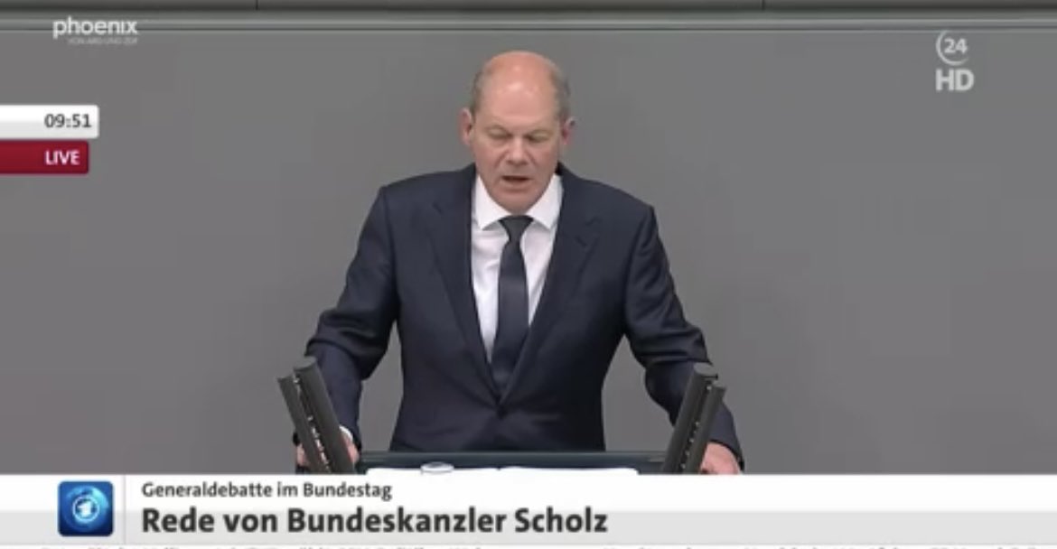 Scholz in today's budget speech announces delivery of IRIS-T which will be most modern air defense system Ukraine will be able to use. Also says Germany will within its technical means support delivery of multiple rocket launchers announced by Biden
