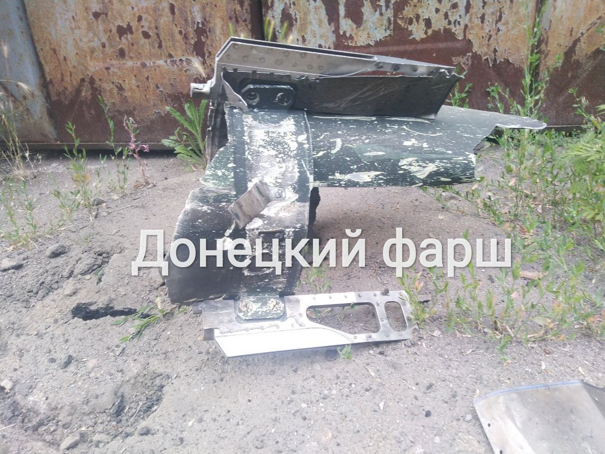 Parts of projectiles after shelling at Hladkivka district of Donetsk