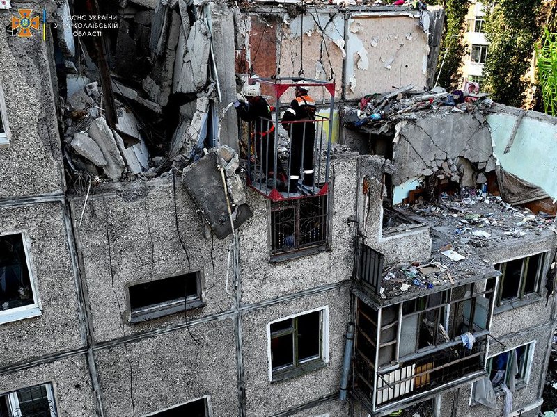 Rescuers found a body of a woman in a rubble of residential apartments block destroyed in Russian missile strike in Mykolaiv. Death toll increased to 7, with 6 more wounded
