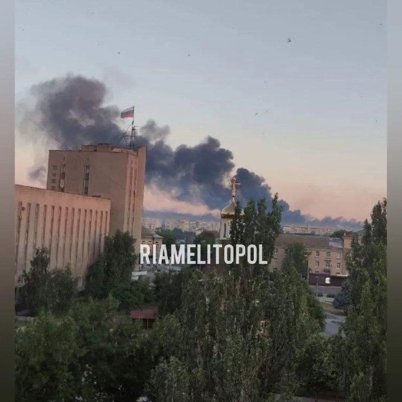Smoke over airbase in Melitopol