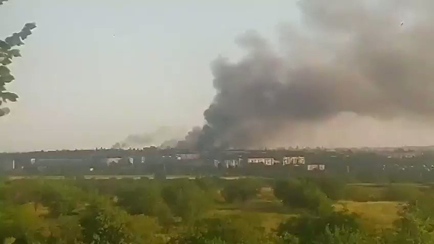 Russian ammunition warehouses are still burning after explosion overnight in Kadiivka