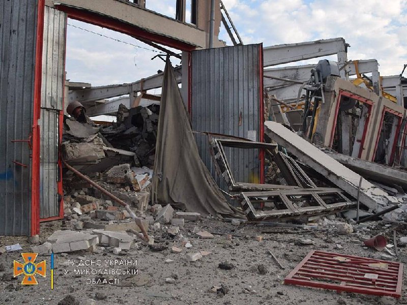 Destruction in Mykolaiv as result of Russian shelling