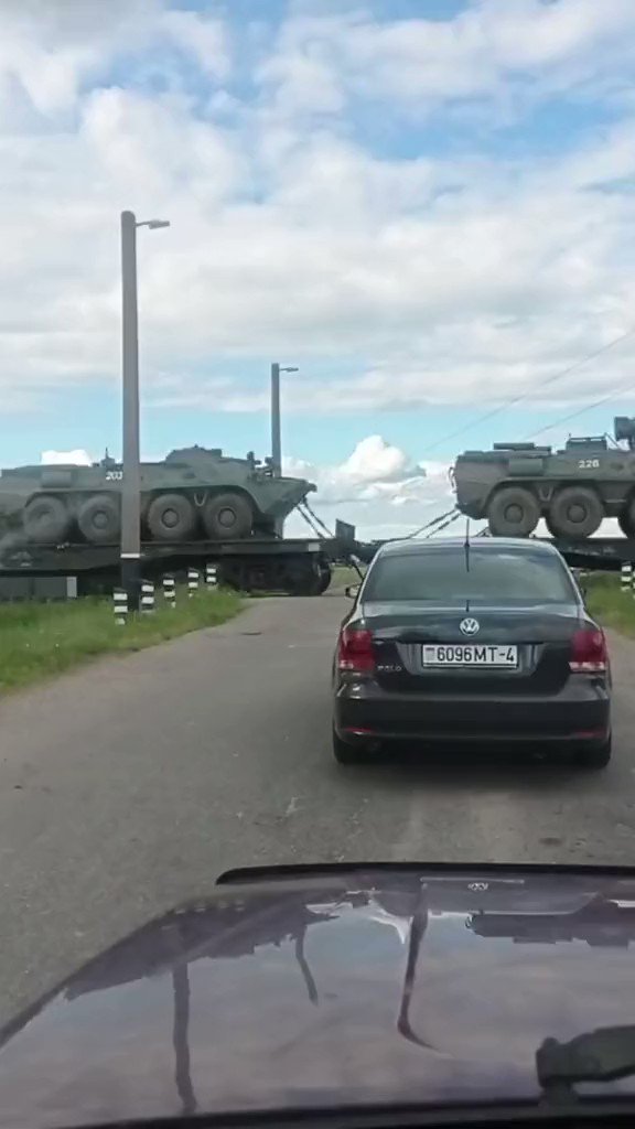 Military echelon filmed in Hrodna, Belarus