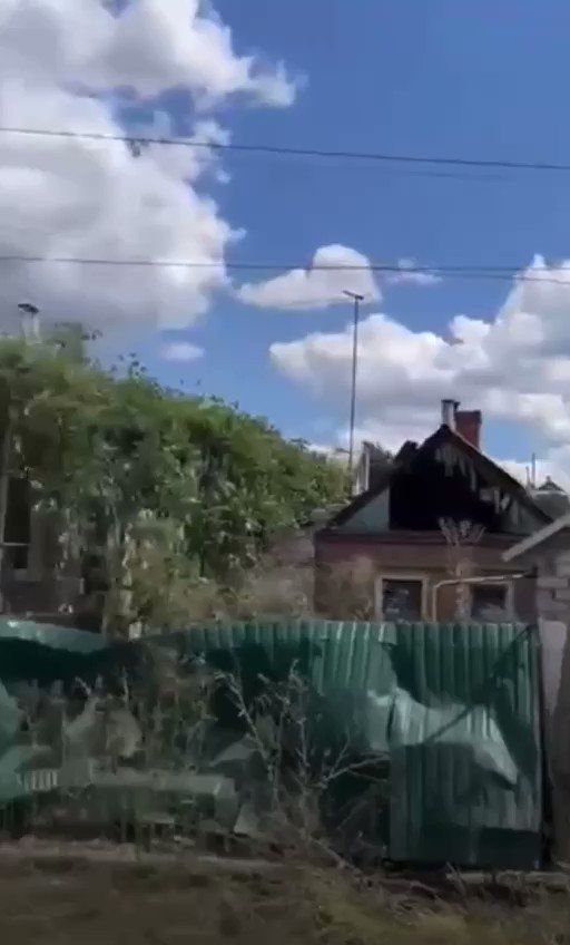 Damage to civilian houses as result of Russian shelling at Sloviansk