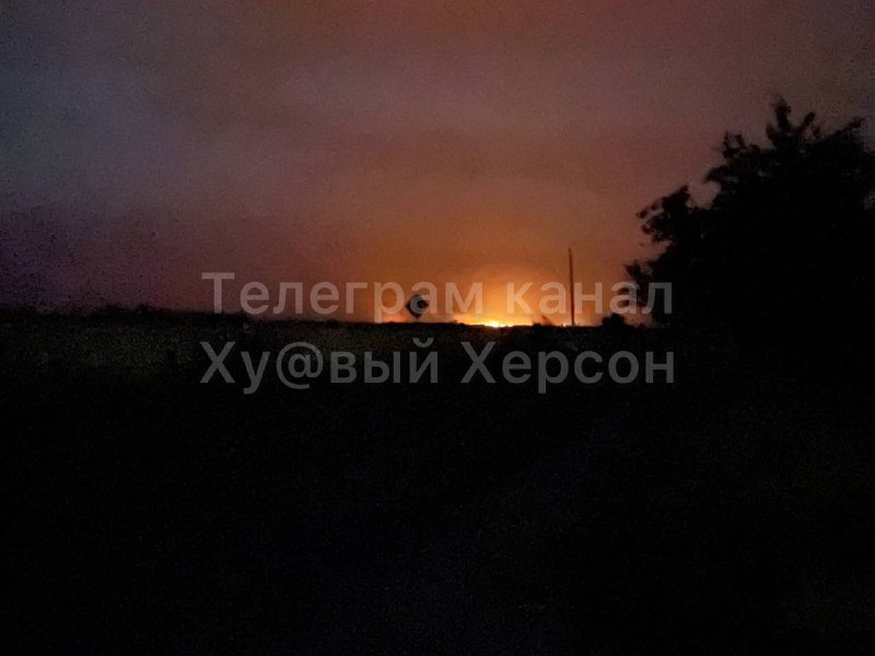 Big fire near Bohdanivka village near Kherson