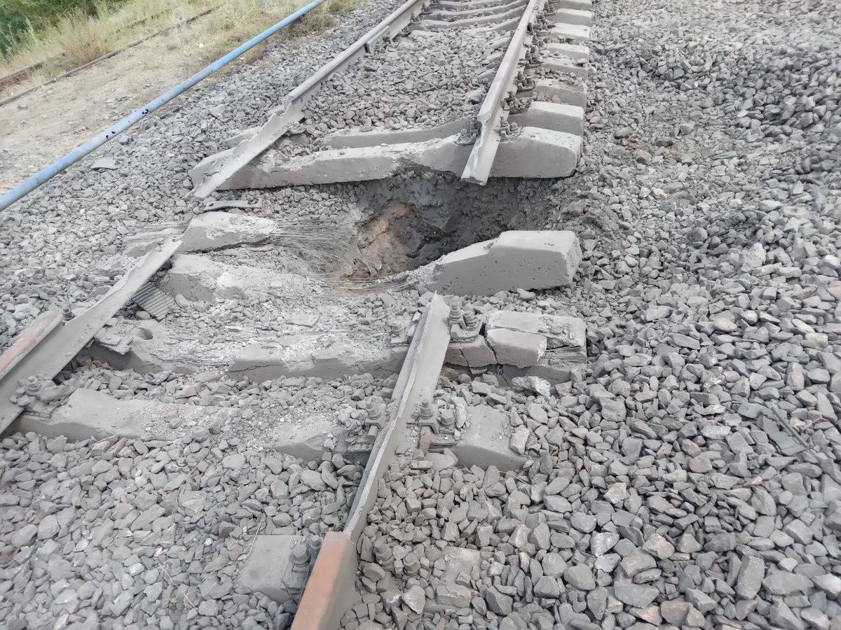 Railway damaged as result of explosion at Kamysh-Zarya station in Zaporizhzhia region