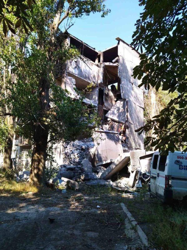 Destroyed residential buildings in Avdiivka