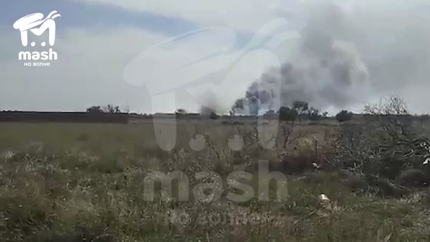 Video of explosion at Saky airbase in Russian-controlled Crimea, 200+km from the frontline nearest positions