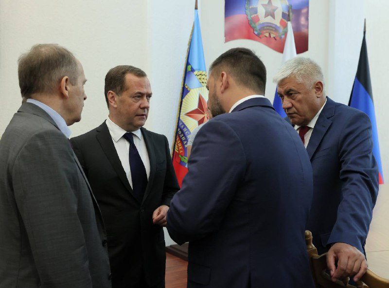 Deputy Chairman of the Security Council of Russia Dmitry Medvedev visited occupied parts of Luhansk region of Ukraine