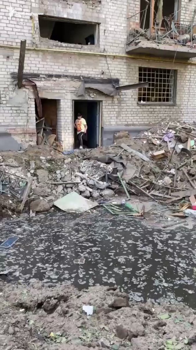 Damage to civilian houses as result of Russian army shelling in Sloviansk